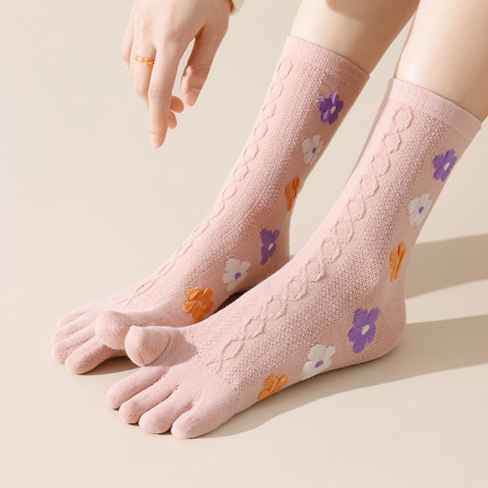 Women Girls Toe Socks Five Fingers Colorful Ankle Athletic Running Sock