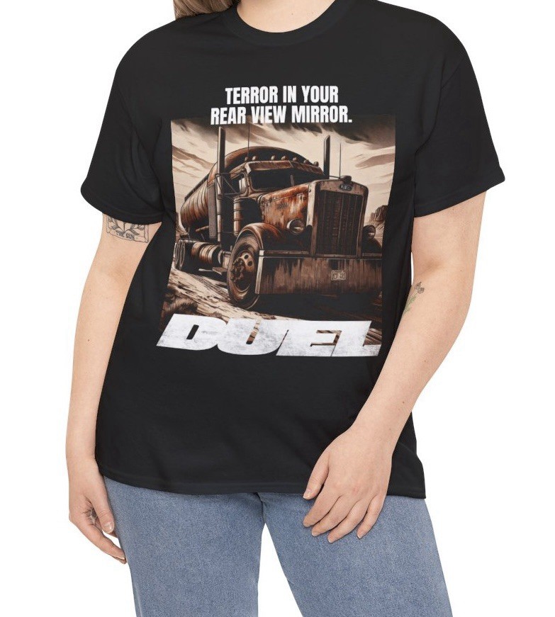 Duel T Shirt – Dennis Weaver – 70’s Spielberg Horror Classic Truck Retro Tee