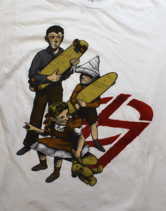 Omit Streetwear Mens War Bound Retro Skater Kids White Shirt New Large