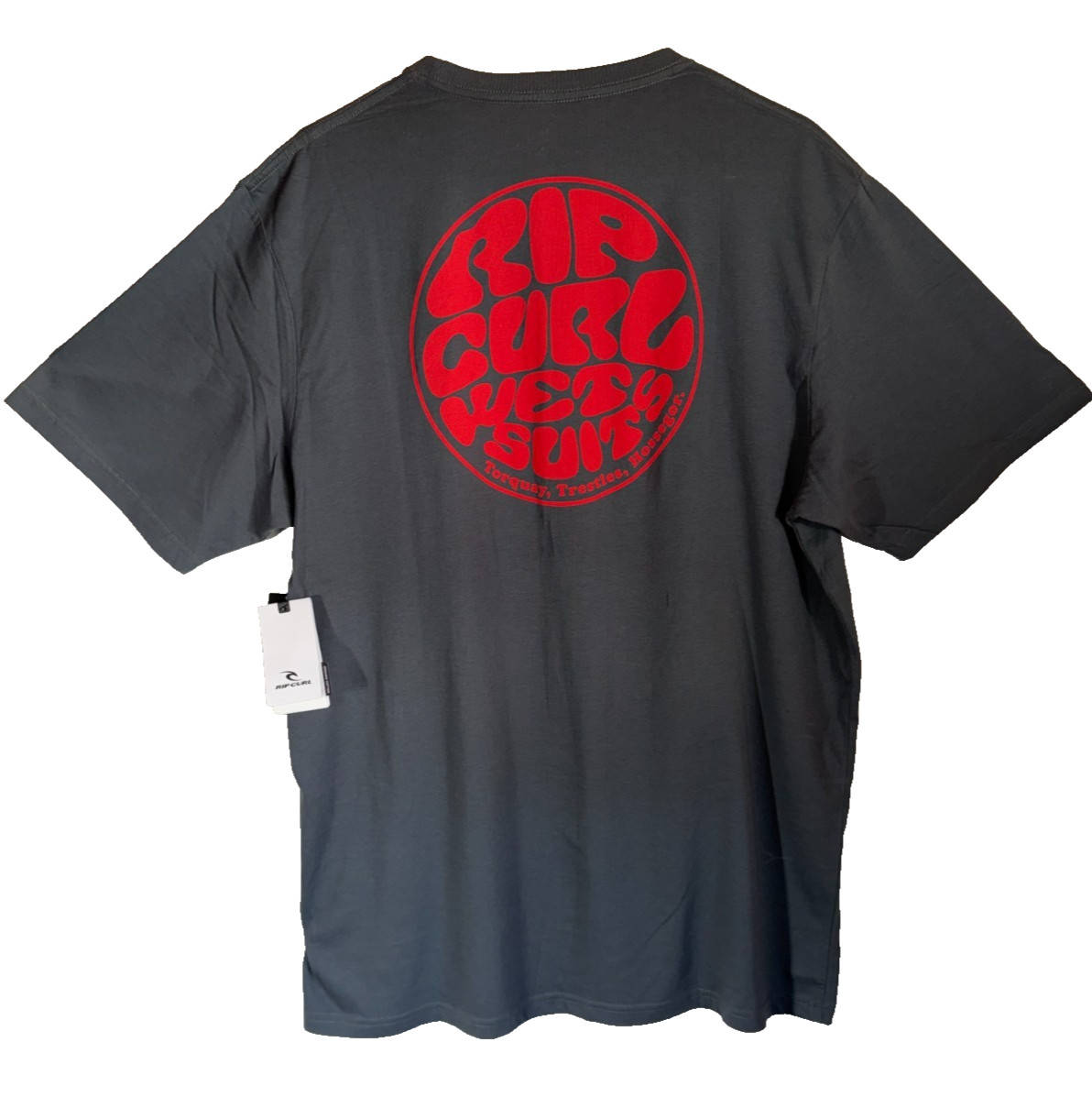 NWT Rip Curl Short Sleeve T-Shirt Gray with Red Logo Graphics (2XL)