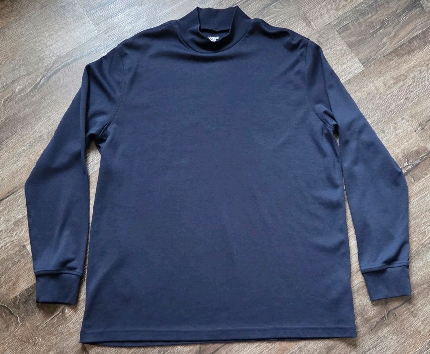 Men&rsquo;s Lands End Mock Turtleneck Long Sleeve Shirt Navy Blue XL 46-48