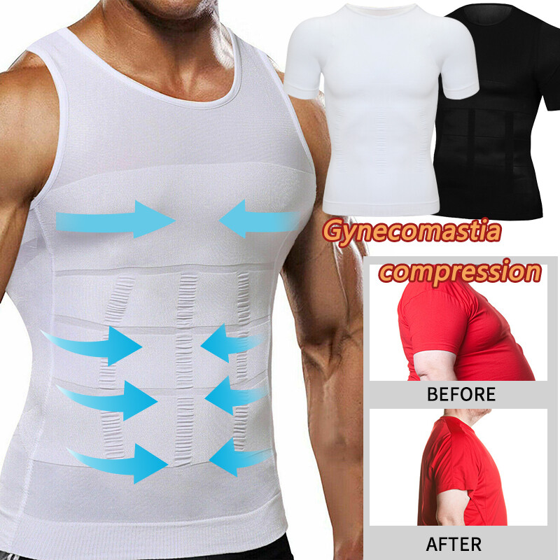 Men Slimming Body Shaper Belly Chest Moob Tummy Compression Vest Shirt Tank Top