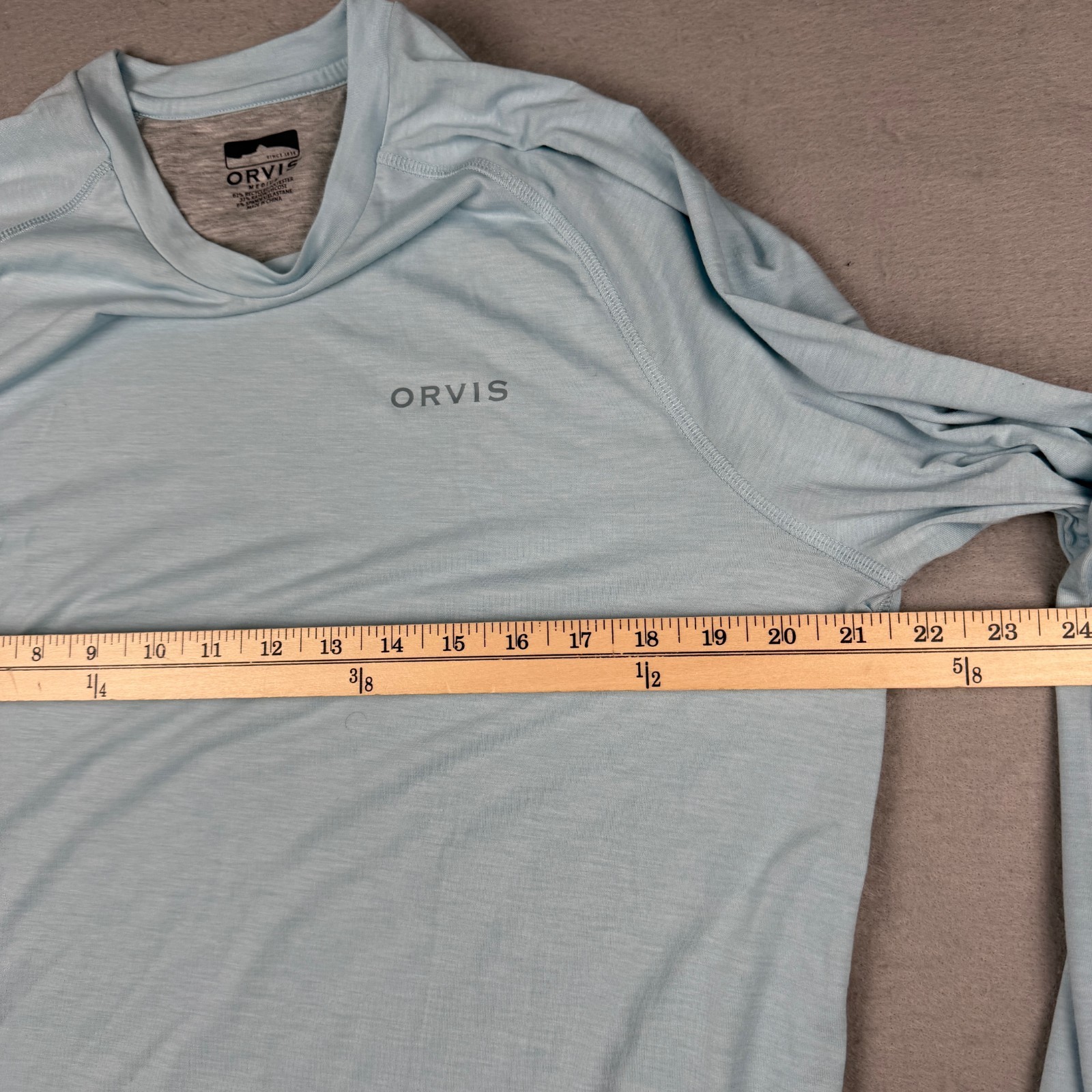 Orvis Shirt Mens Medium Blue DriCast Long Sleeve Crew Fly Fishing Rayon UPF50