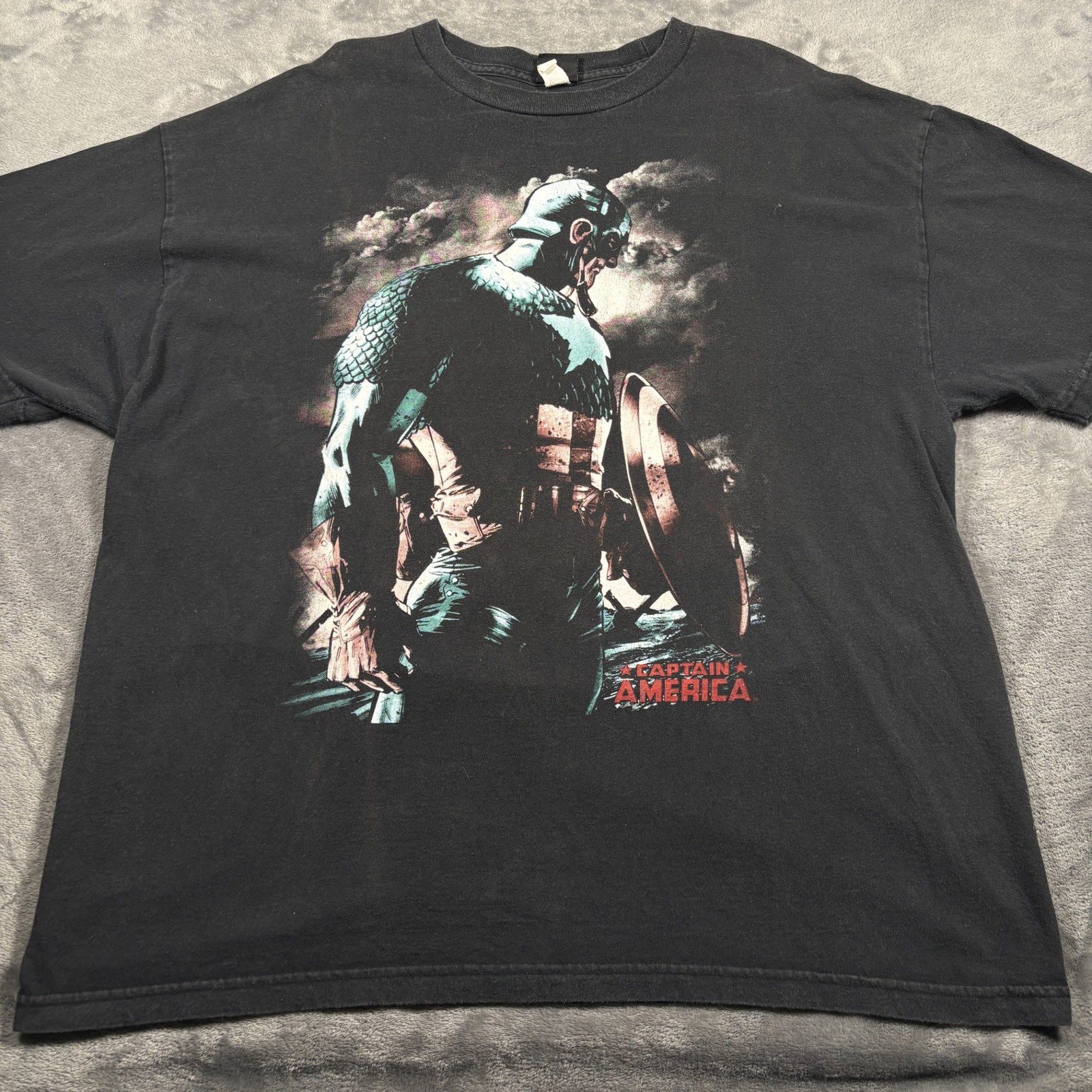 Vintage Marvel Mad Engine T-Shirt Mens 2XL Black Captain America Movie Rare Y2K