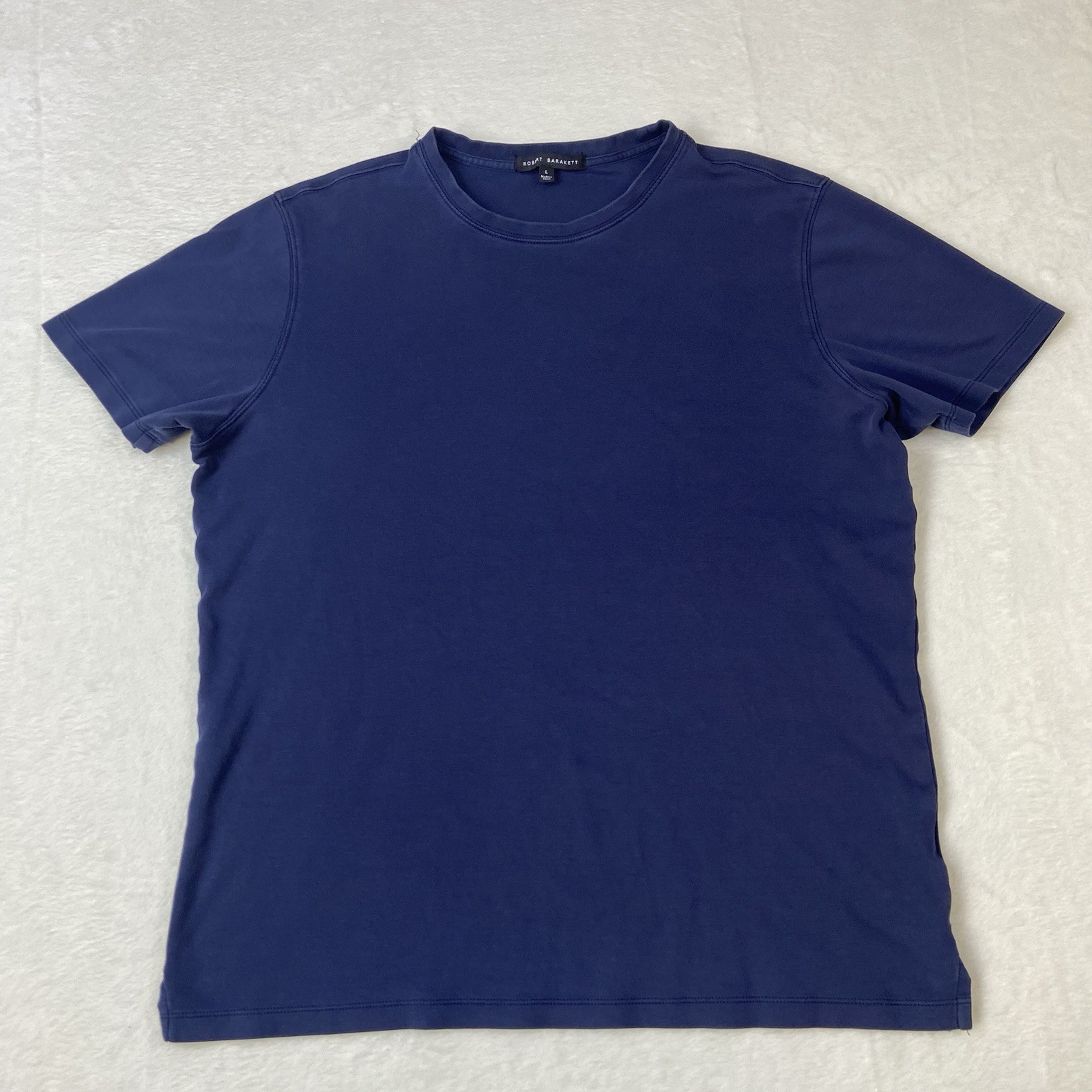 Robert Barakett L Navy Blue Pima Cotton Crew Neck Mens T-Shirt Short Sleeve Tee