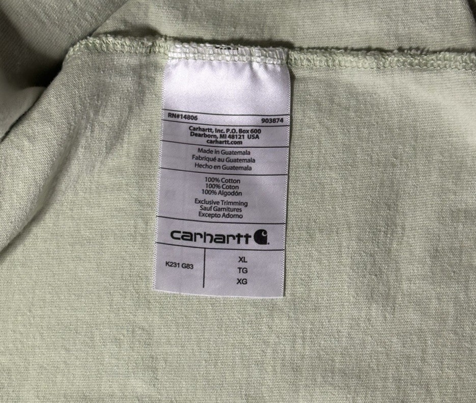 Carhartt Loose Fit Mens Size XL Long Sleeve T Shirt Light Green K231 G83 Work