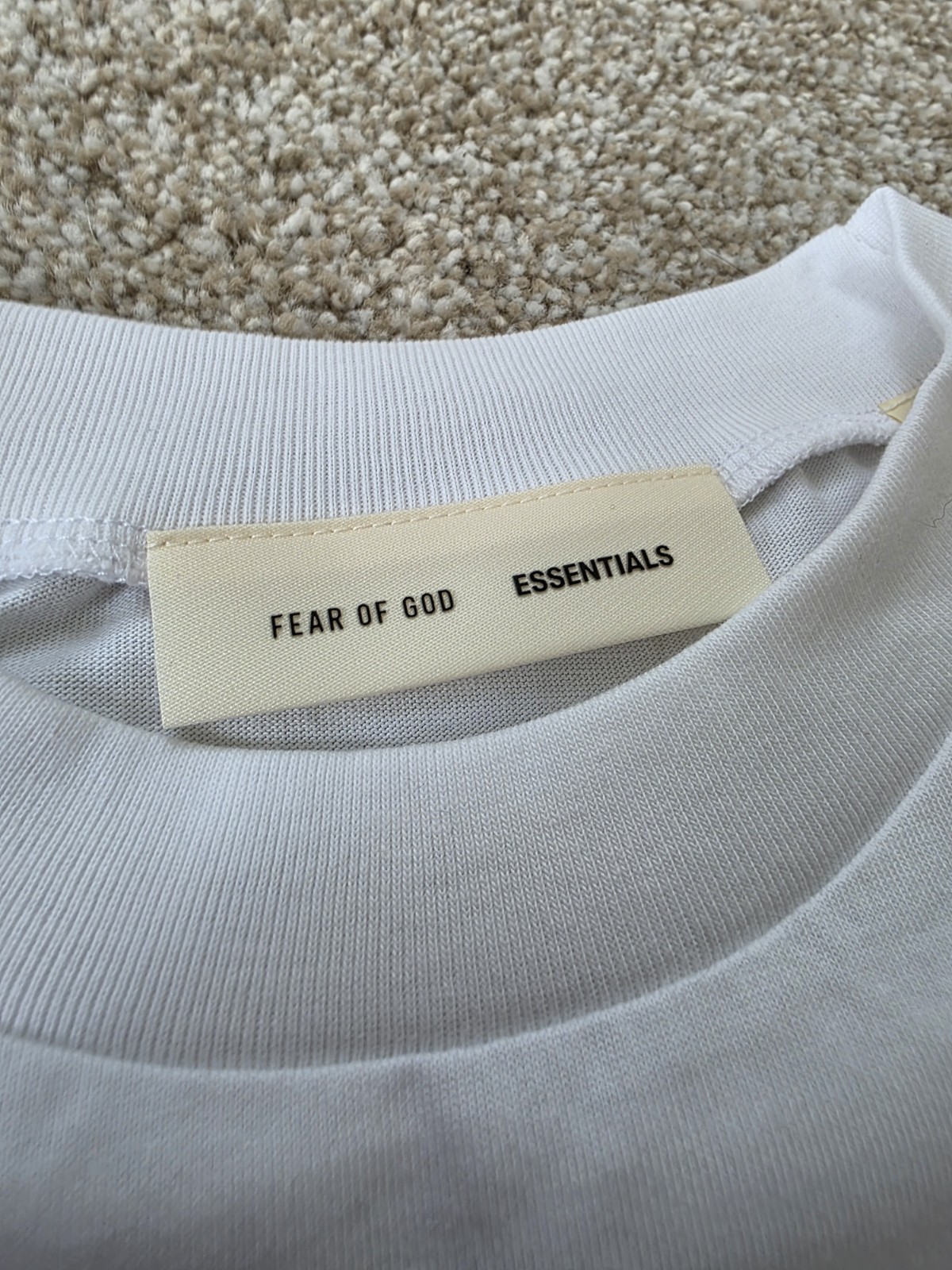 Fear of God Essentials Men&rsquo;s White Crew Neck Short Sleeve Logo Graphic Tee