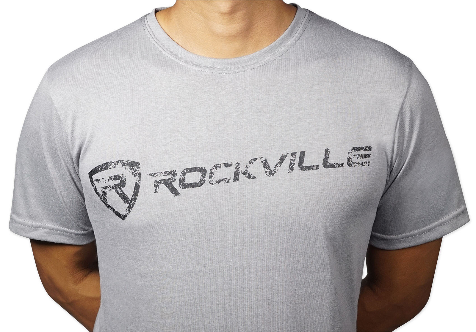 Rockville Grey Fitted T-Shirt – Size-Large – Dry-Fit 65% Polyester & 35% Cotton