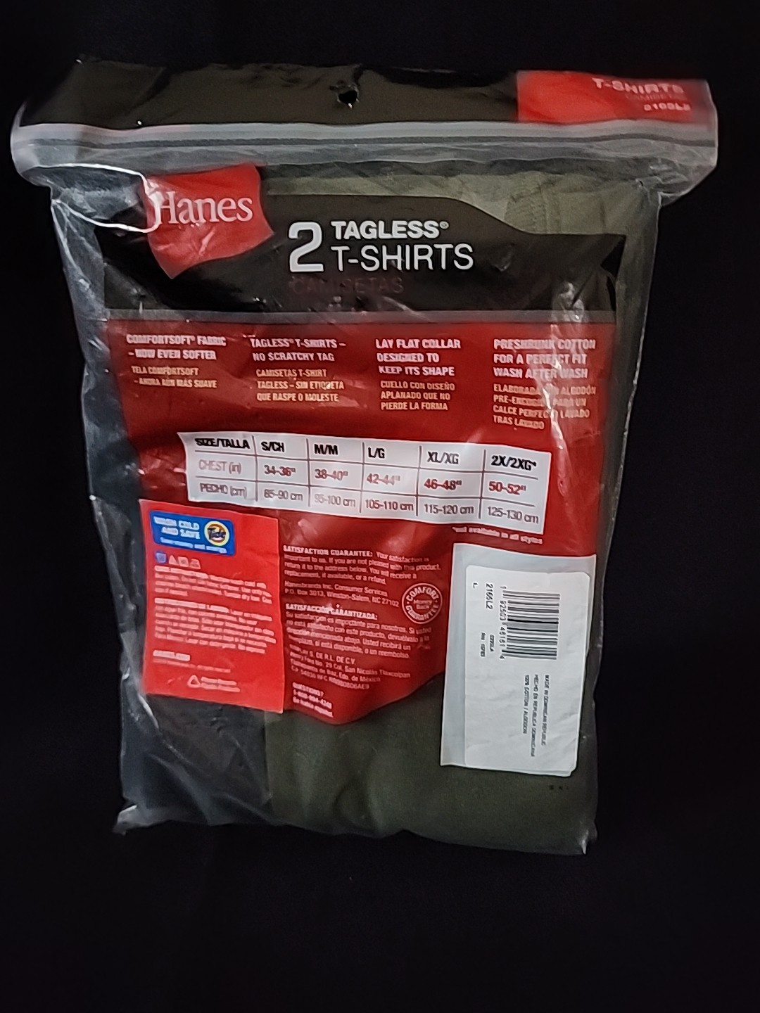 Hanes Mens 2Pk Cool Comfort Wicking Tagless Large – Choose Color Blue Or Green