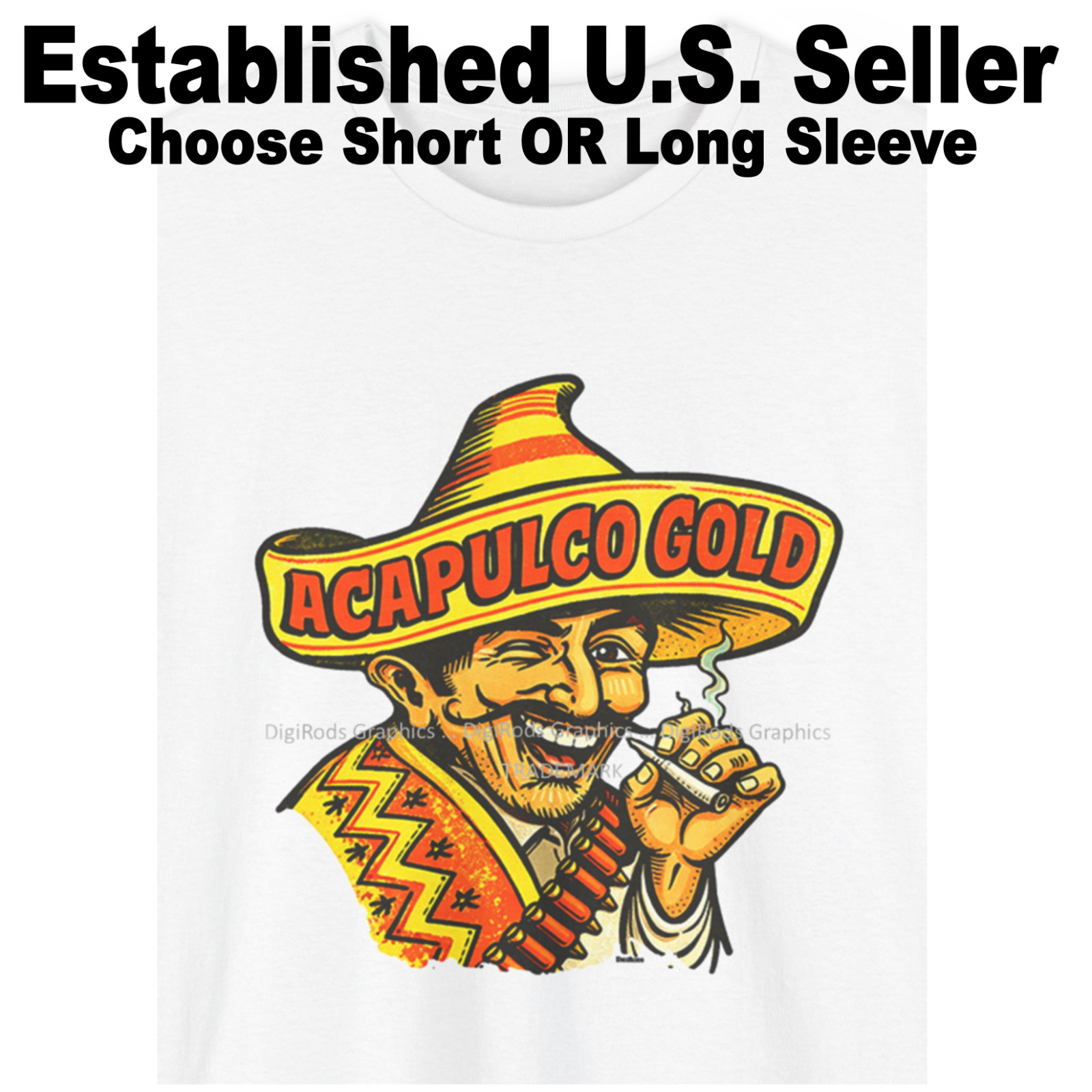 Acapulco Gold Marijuana Pot Reimagined Vintage Transfer DigiRods Cartoon T Shirt