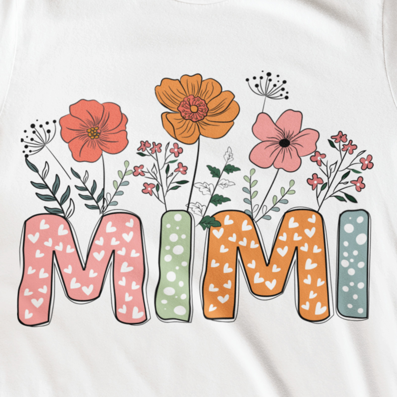 Mimi Floral T-Shirt Grandma Mothers Day Gift Cute Spring Flowers Tee