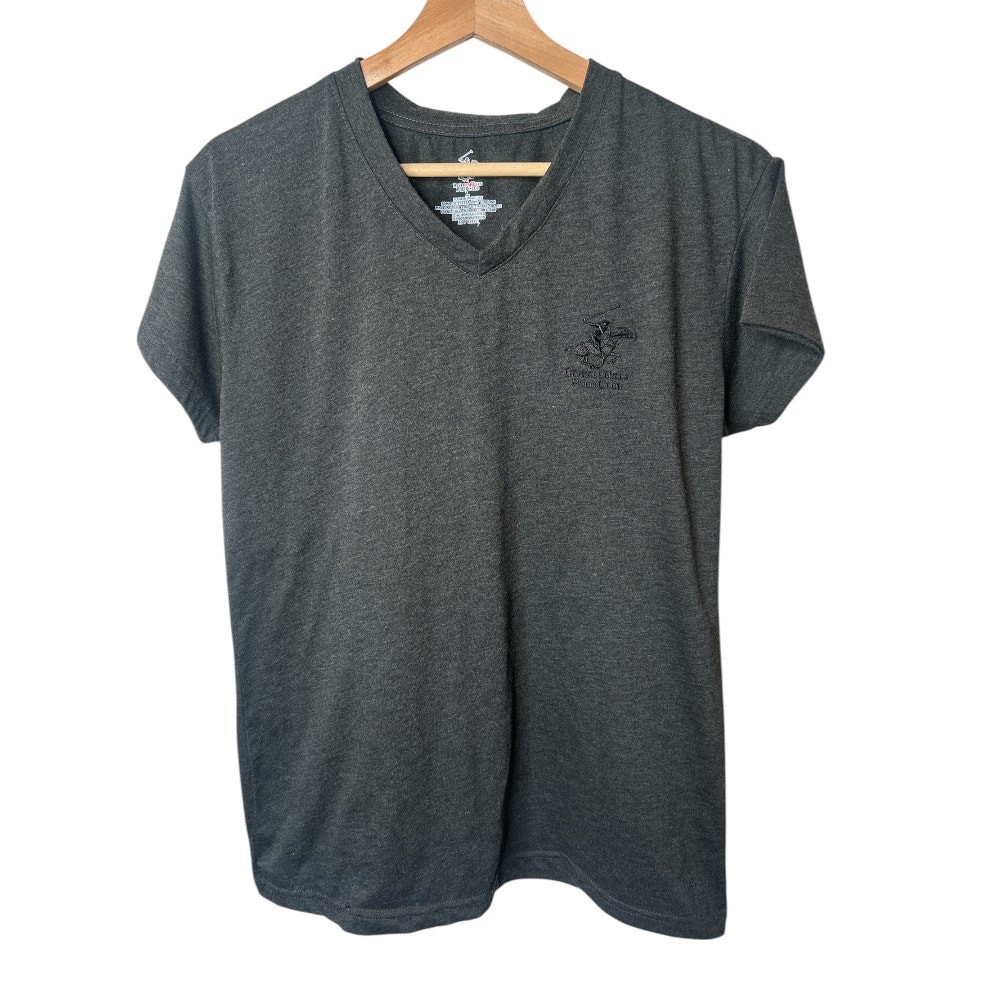 Beverly Hills Polo Club Dk Grey Heather Embroidery Polo Logo Tee Shirt Men&rsquo;s L