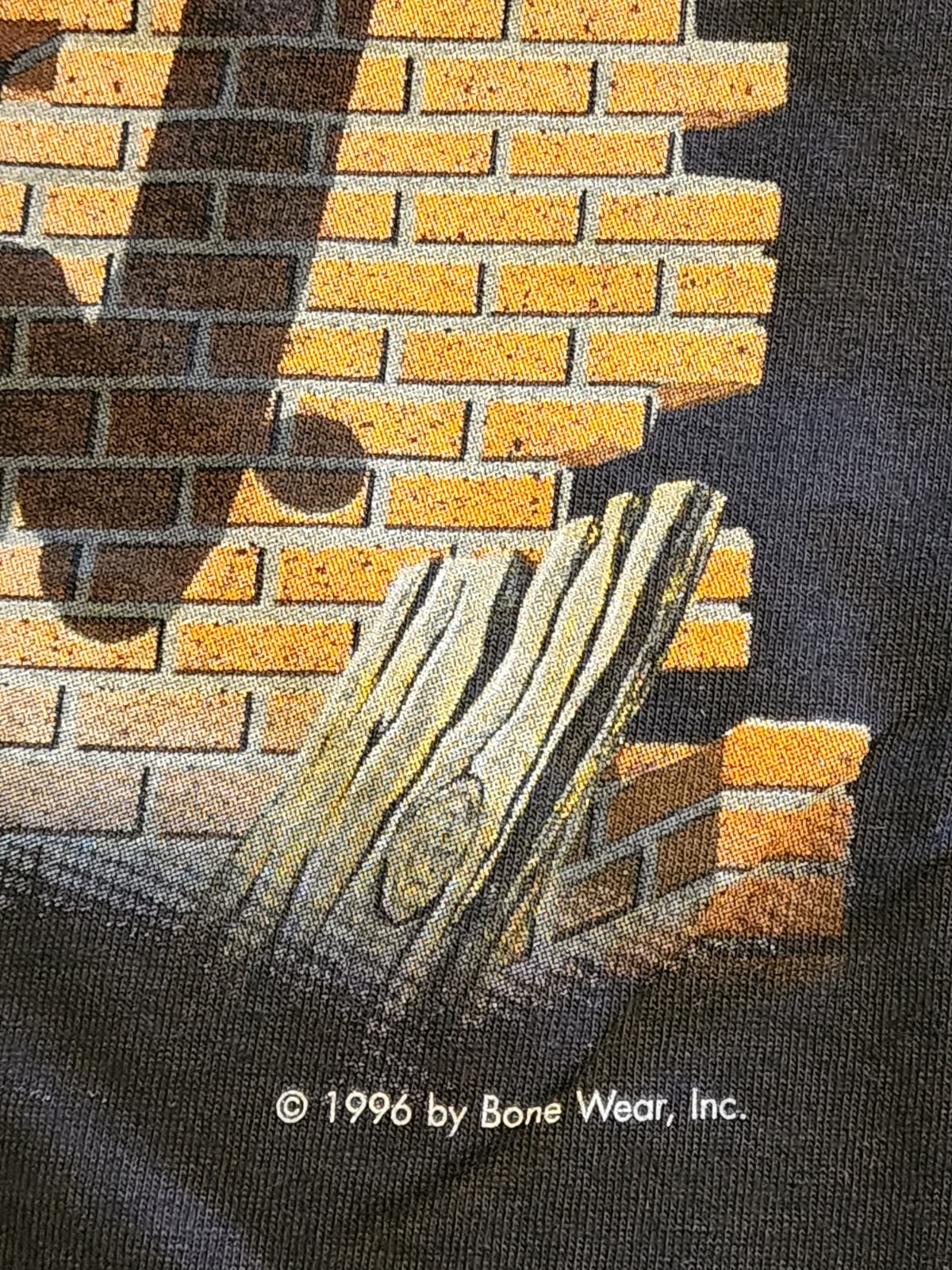 Bone Man Activewear Skeleton Skateboard Black T-Shirt Tee Size Large NOS