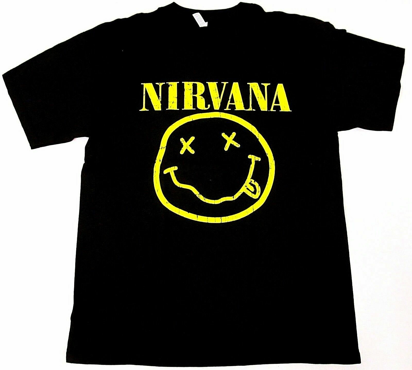 NIRVANA Smiley Face Tour T-shirt Kurt Cobain Rock Tee Men&rsquo;s Black New