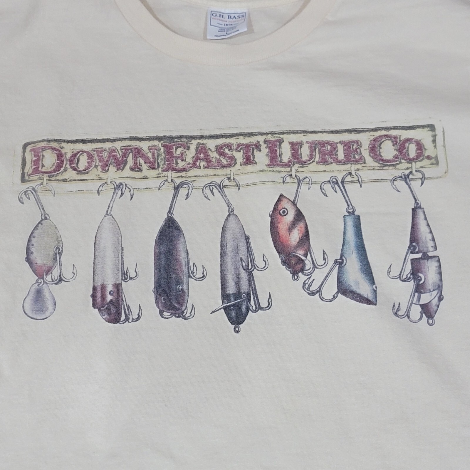 Vintage G.H. Bass and Co Down East Lure Co T Shirt Size Large Single Stitch