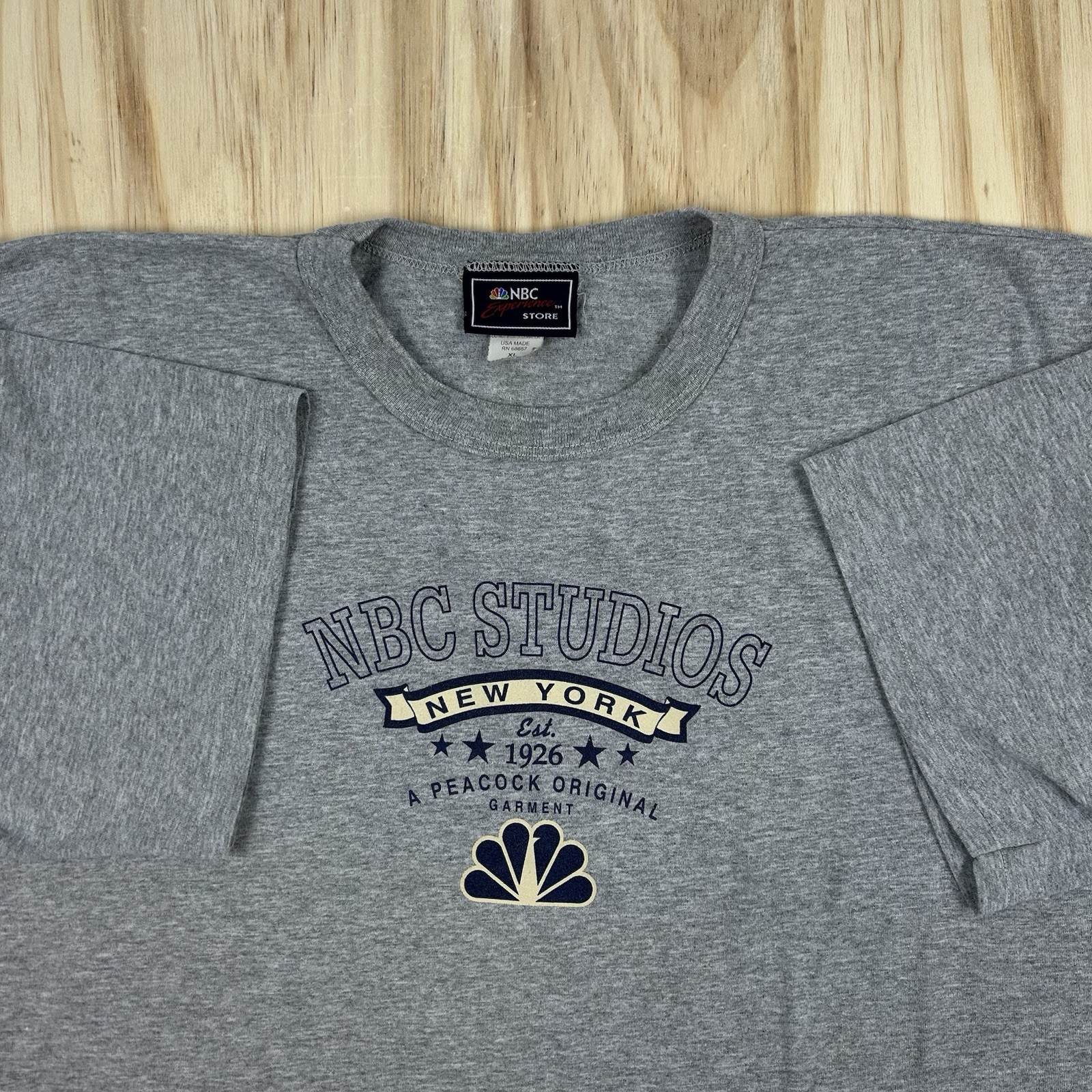 NBC Store T Shirt XL Grey NBC Experience Store Vintage USA Short Sleeve TV
