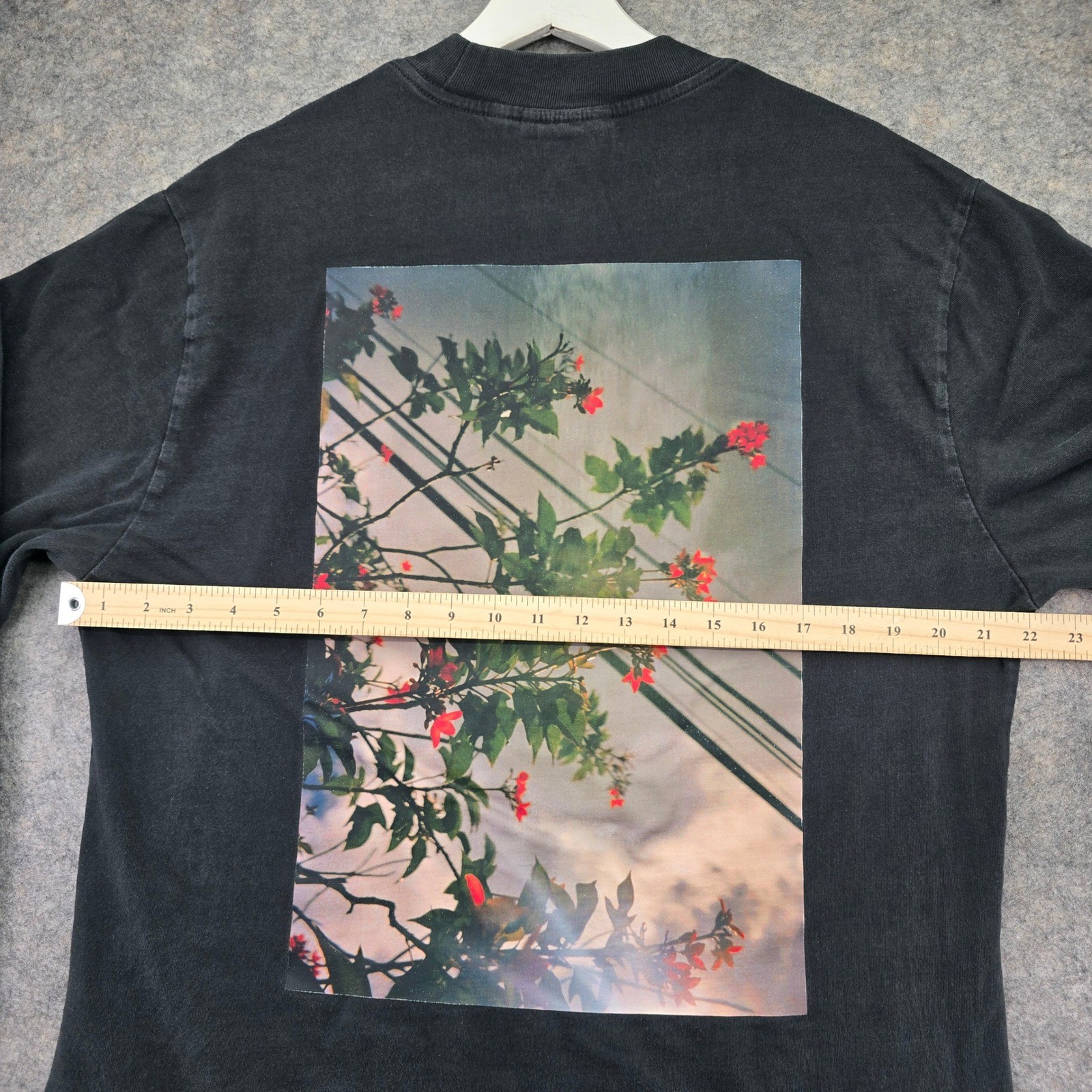 FEAR OF GOD ESSENTIALS Long Sleeve T Shirt Floral Photo Print Black Mens Medium