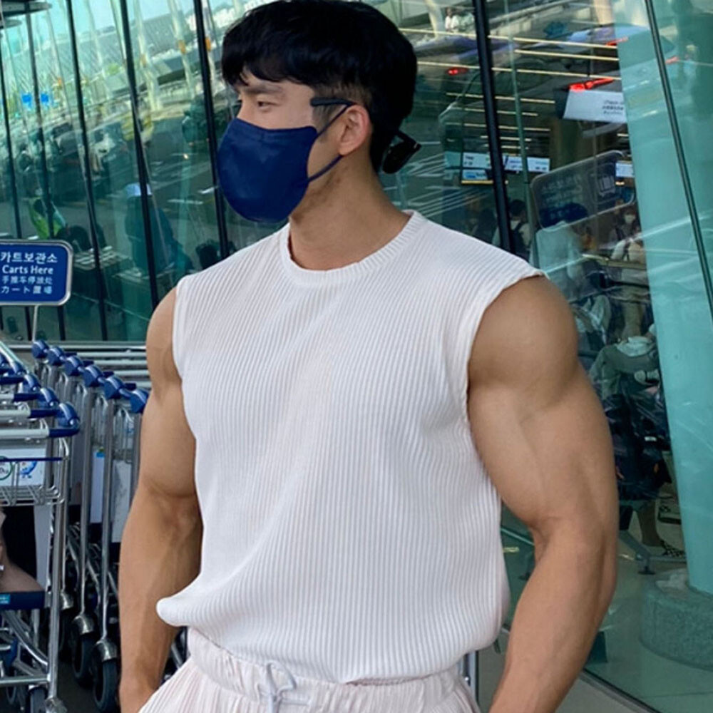 Men Sleveless Vest Tees Shirts Tank Top Casual Solid Loose Breathable Pullover