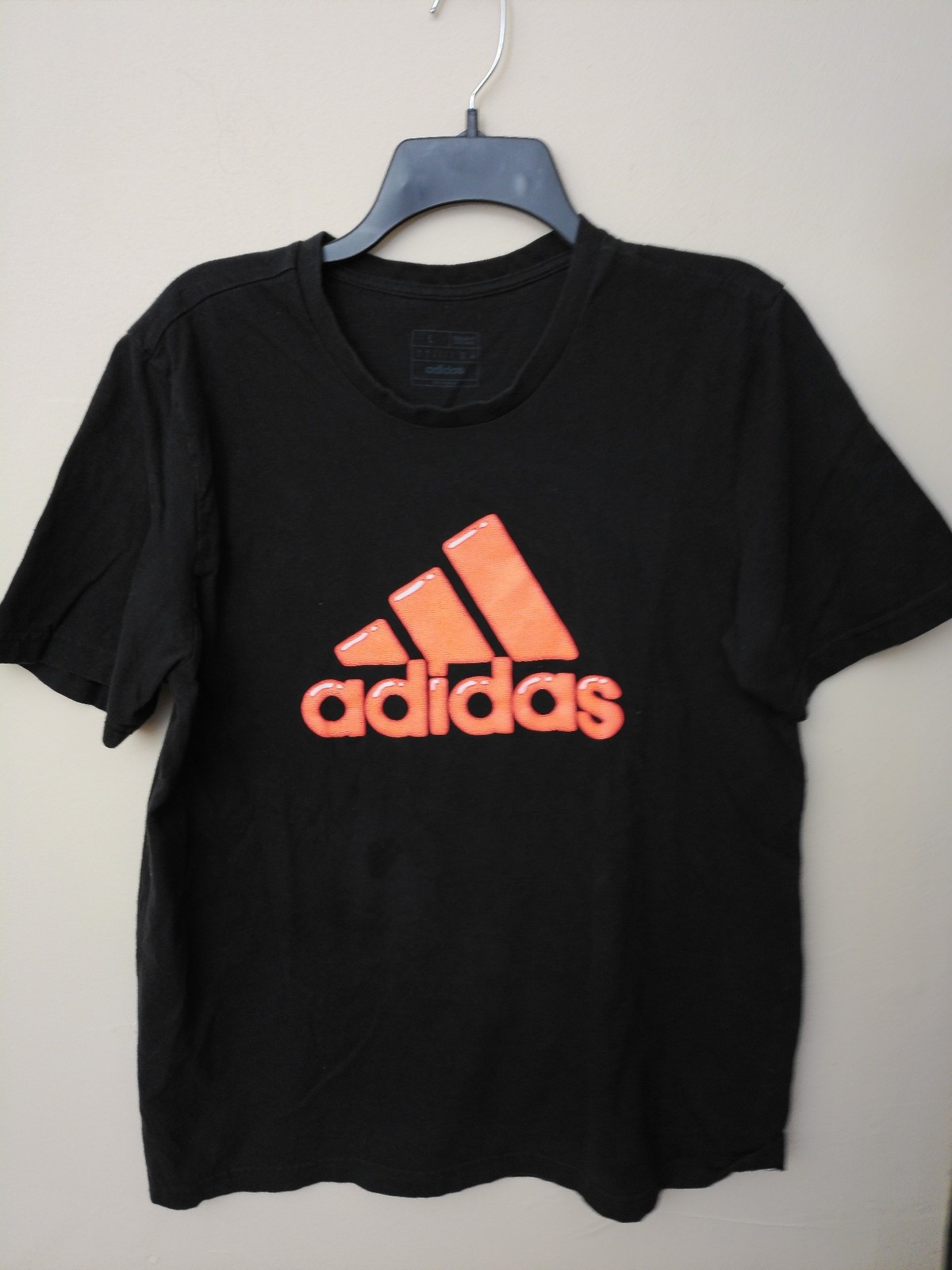 Adidas T Shirt Mens Black Large Big Logo Graphic Tee Short Sleeve Regular Fit