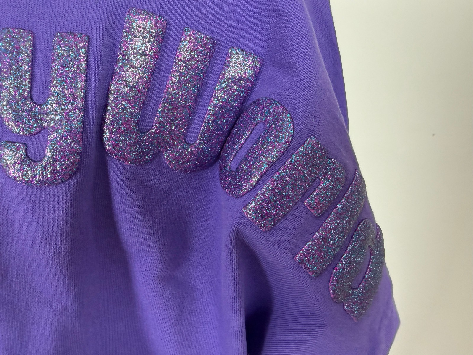 Walt Disney World Spirit Jersey Large Minimalist Mickey Glitter Spellout Purple
