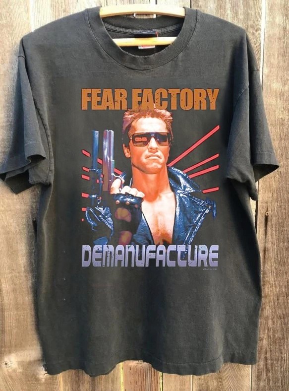 Rock Off Fear Factory Terminator Remake Charcoal T shirt Heavy Cotton NH25749