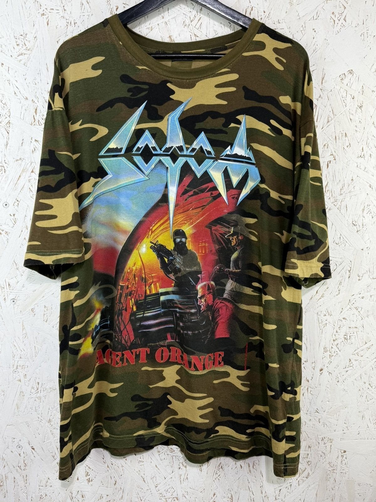 Vintage Sodom Agent Orange Camouflage Military Thrash Metal Band T-Shirt XXL 2XL