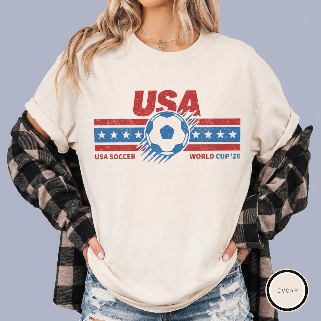 Vintage USA Soccer World 26 T-Shirt, USA Football Fan Shirt