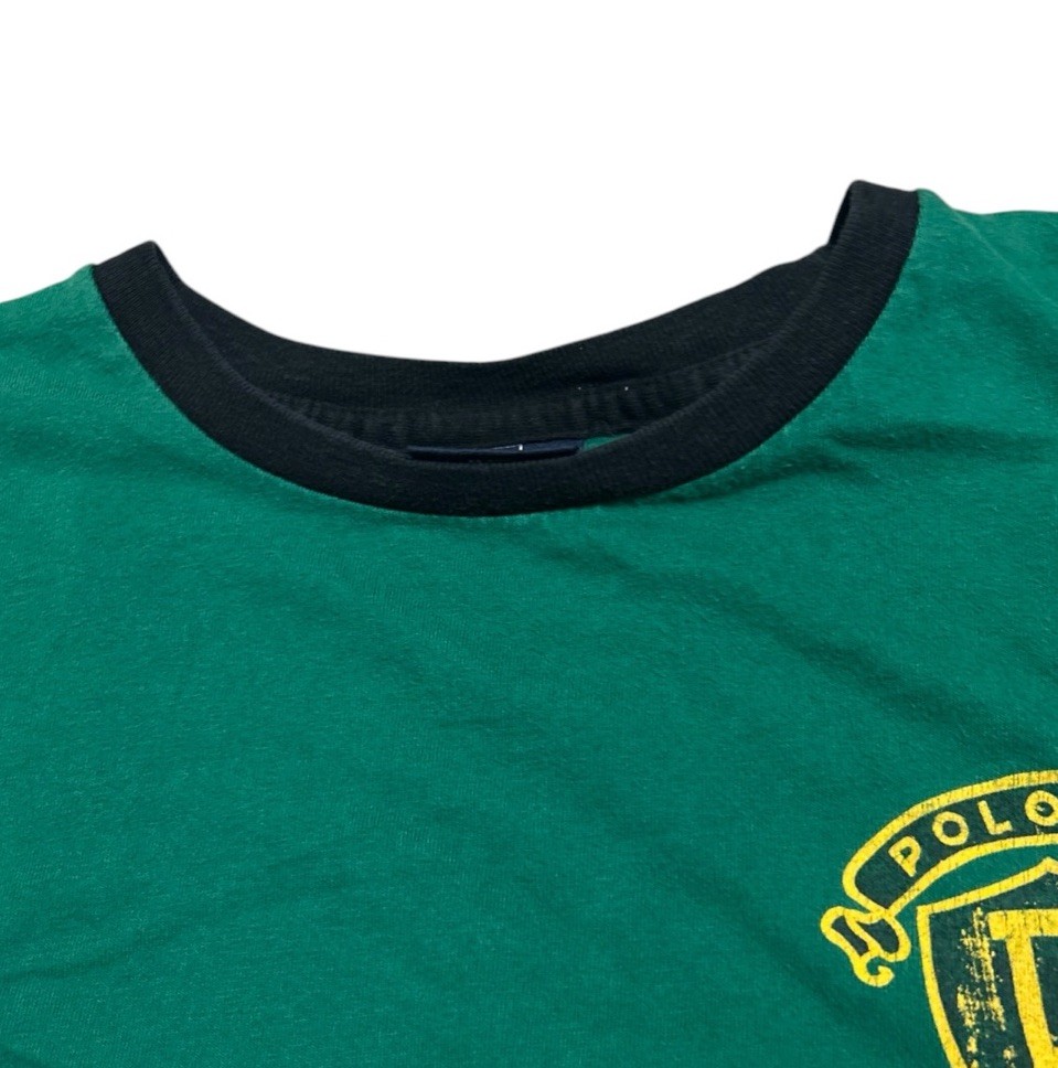 Vintage 90s Polo Ralph Lauren Crest Logo T Shirt Green Men’s XL Contrast Collar
