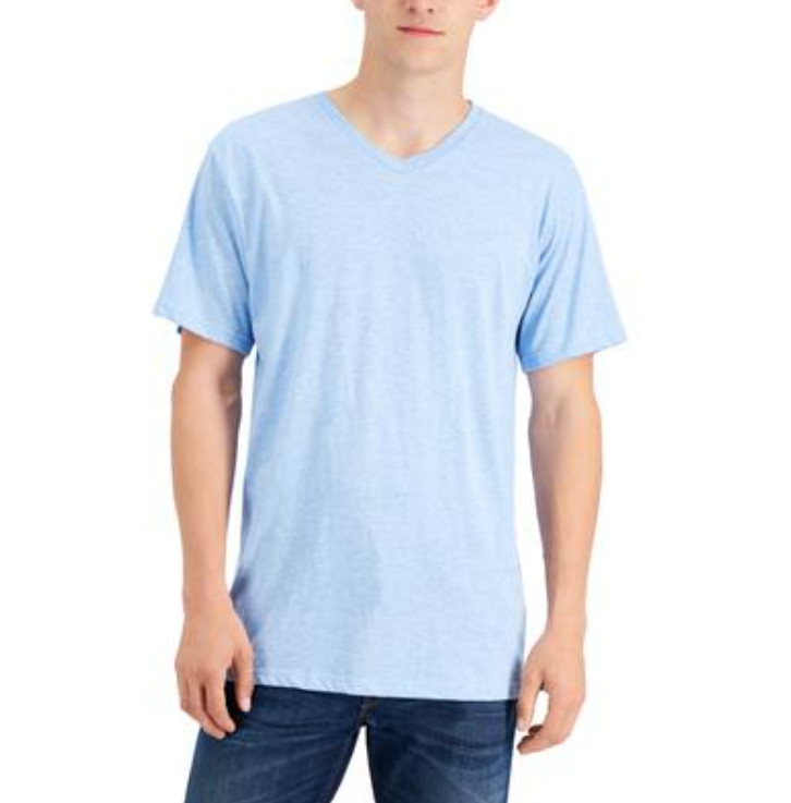 Alfani E4005 Men&rsquo;s V-Neck T-Shirt, Ocean Heather Size XL