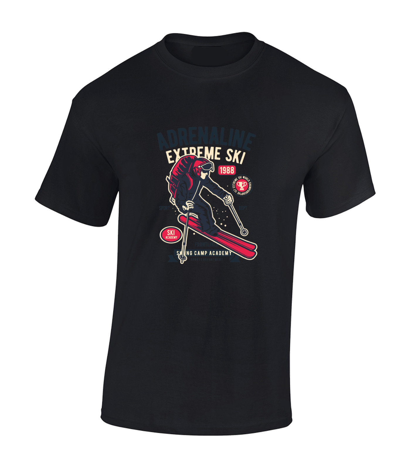 ADRENALINE EXTREME SKI MENS T SHIRT SKIING DESIGN COOL HOLIDAY CLOTHING GIFT TOP