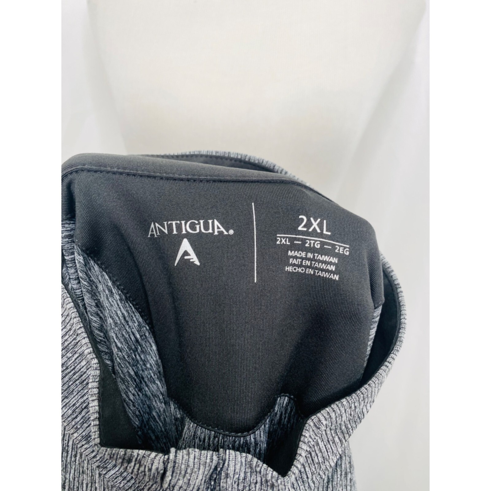Antigua Mens XXL Shirt Grey Half Zip Long Sleeve High Neck Athletic