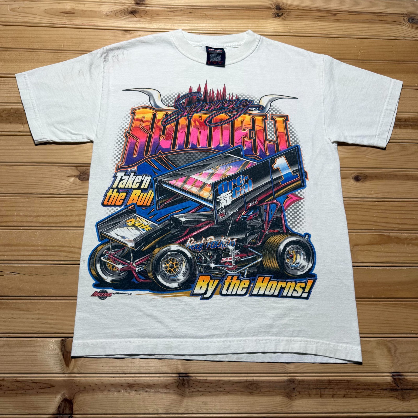 Vintage 2003 Sammy Swindell Racing Sprint Car Sports Autographed T-Shirt Medium