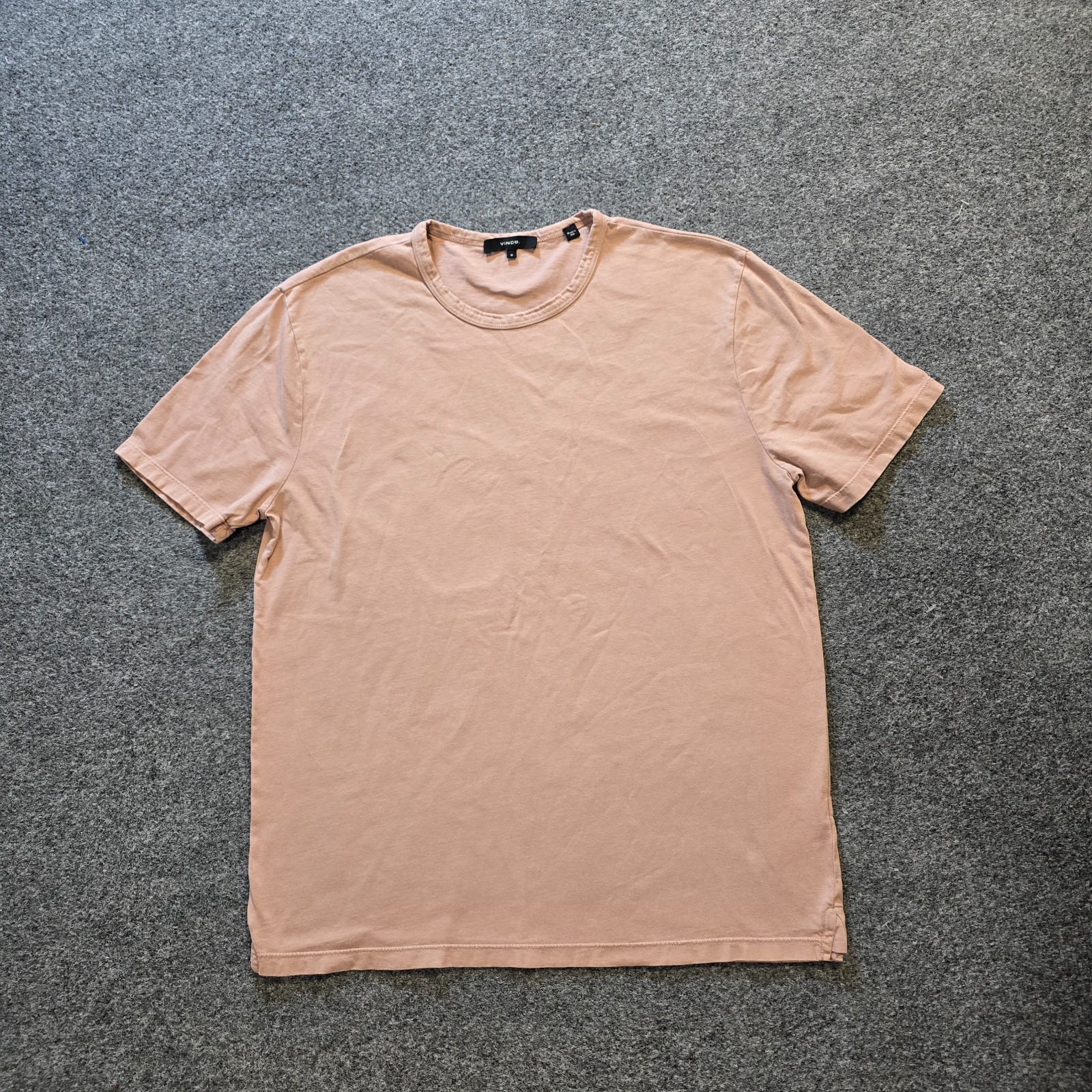 Vince Shirt Men Size Medium Tan Pink Short Sleeve Crew Neck Heavy Capsule Casual