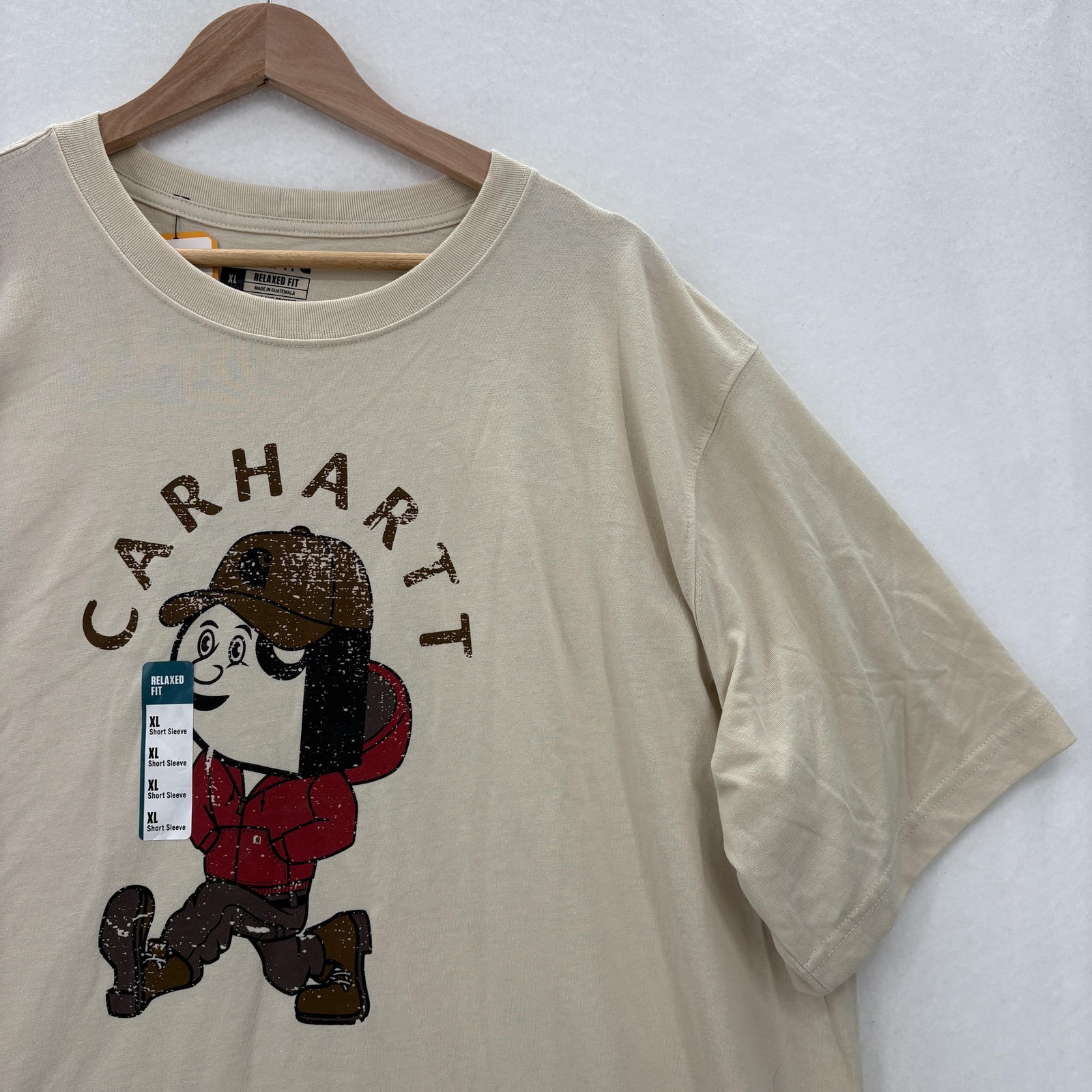 Carhartt Shirt Mens XL Beige Relaxed Fit Active Jac Graphic Tee Tagless Workwear