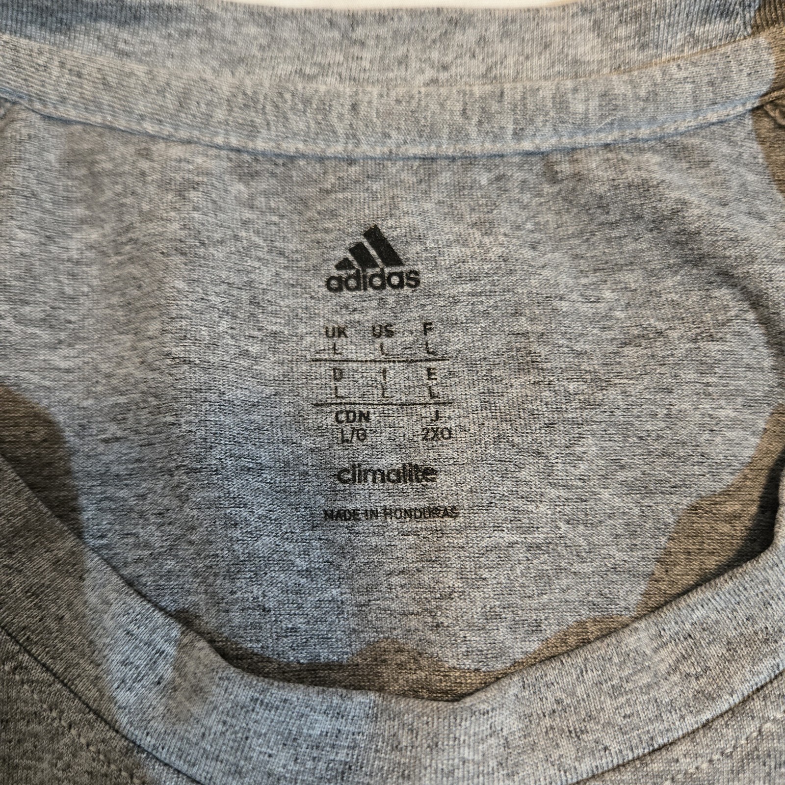 Adidas Men&rsquo;s Size Large Performance Climalite T-Shirt Athletic Heather Gray