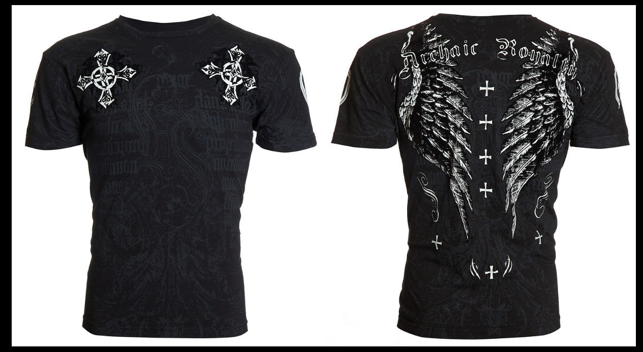 ARCHAIC by AFFLICTION Black LIBERTY Short Sleeve Slim Fit Y2K T-shirt NWT