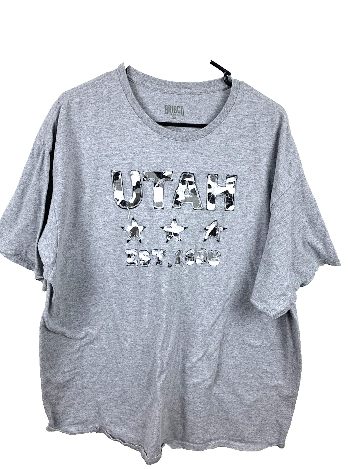 Brisco brands T-shirt men’s 2X gray Utah stars 1896 camo patches XXL
