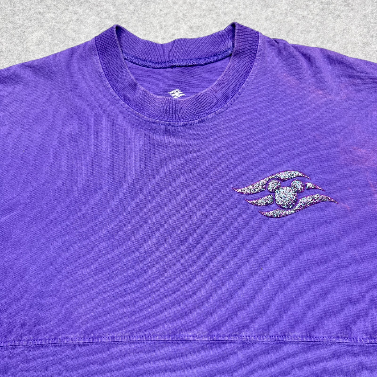 Disney Cruise Line Spirit Jersey Small Purple Blue Glitter Long Sleeve Shirt S *