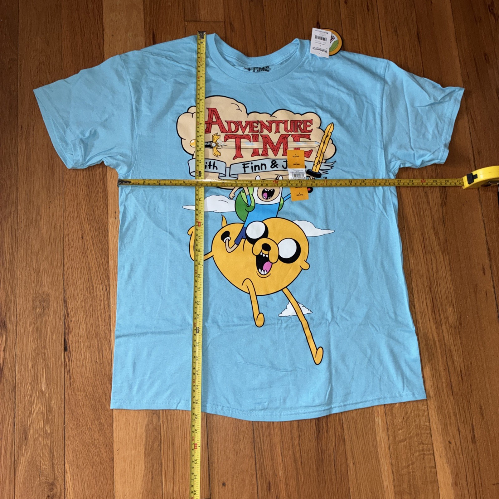 Adventure Time with Finn & Jake Men&rsquo;s Blue Cartoon Graphic Tee T-Shirt Sz Large
