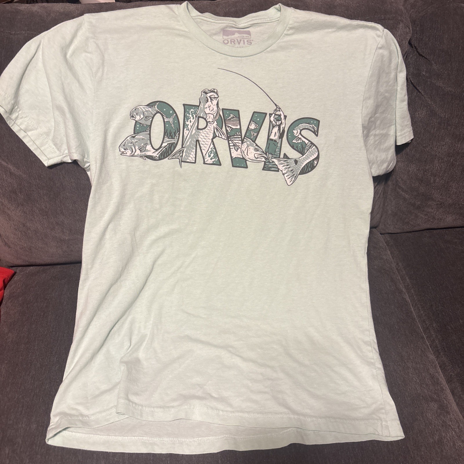 Orvis Men&rsquo;s Short Sleeve Light Green Used Size Large Pre-Owned
