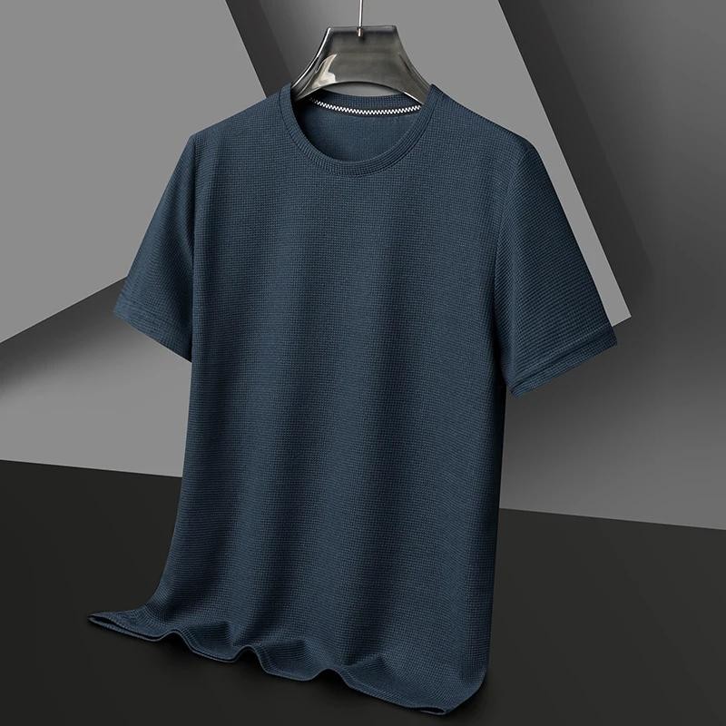 New Summer Waffle Round Neck Short Sleeved T-shirt for Men&rsquo;s Short Sleeved Top