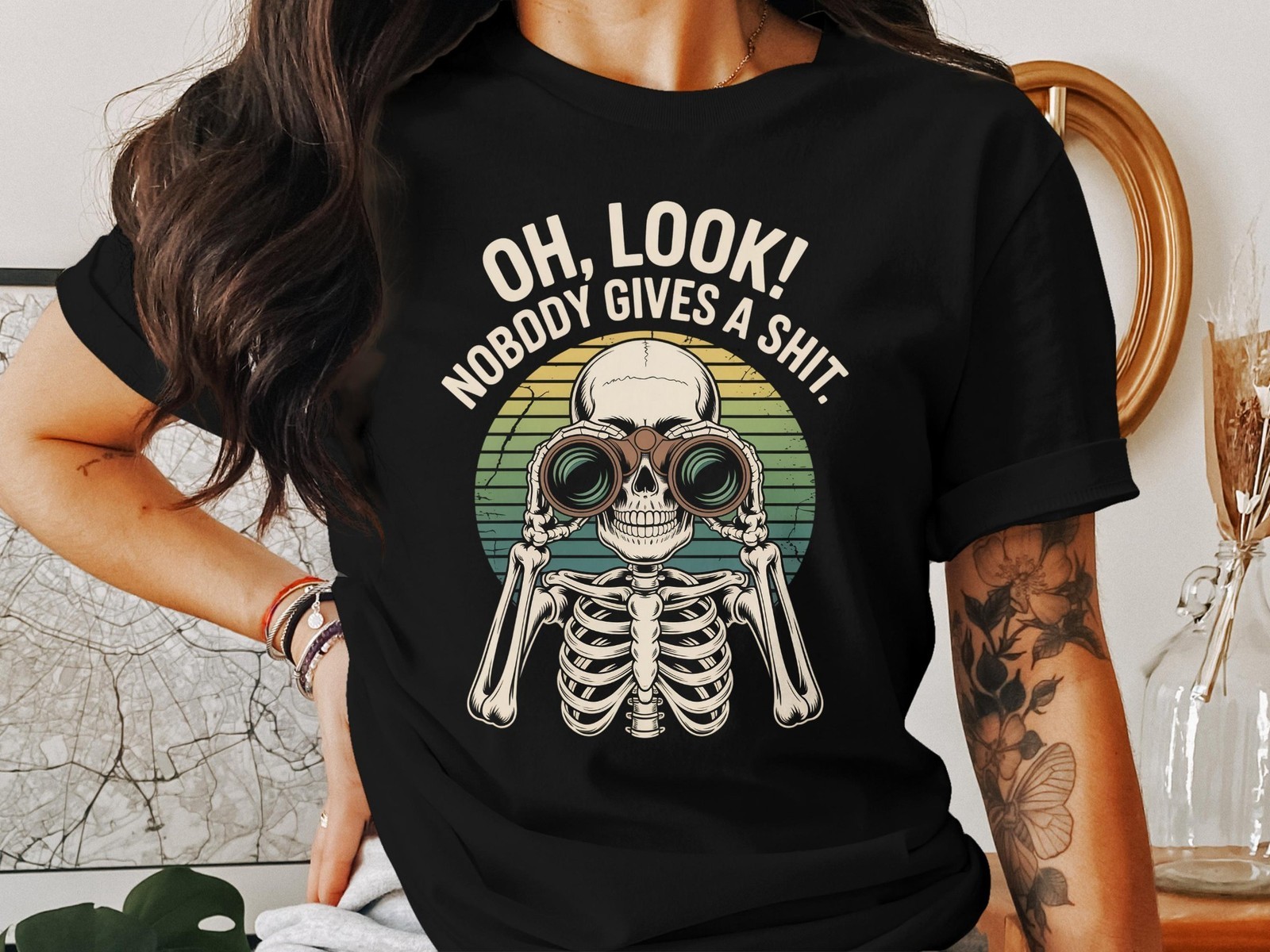 Oh Look Nobody Gives a Sh*t T-Shirt, Funny Sarcastic Graphic Tee for Adults