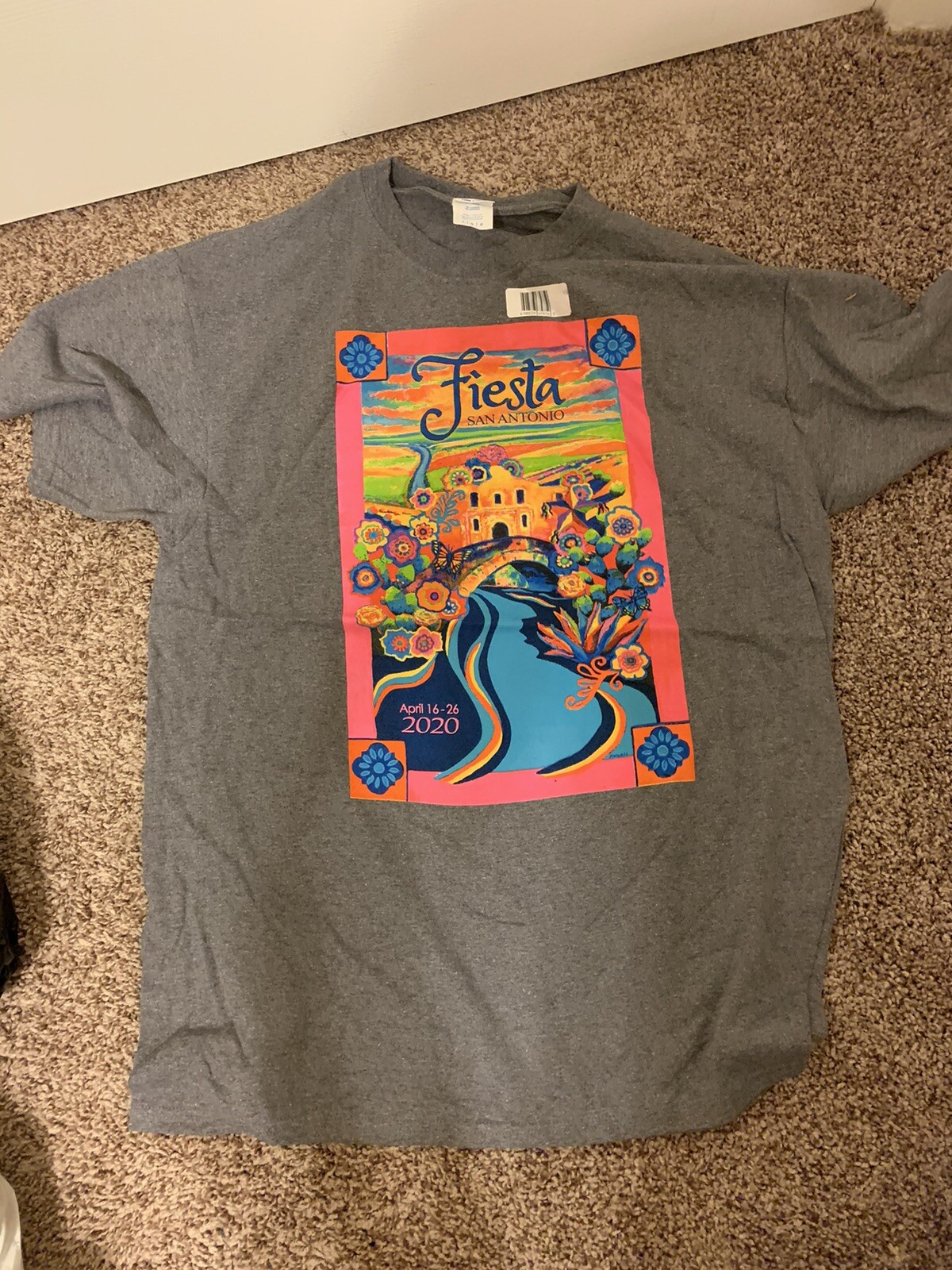 Fiesta San Antonio Texas Annual Festival Large T Shirt 2020 Gray