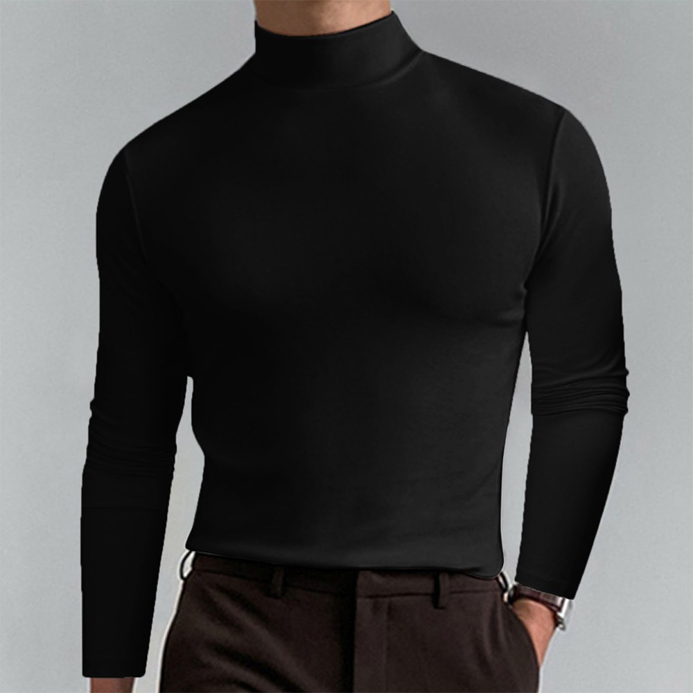 Men High Neck Long Sleeve T Shirt Polo Tops Baselayer Turtle Winter Warm Jumper
