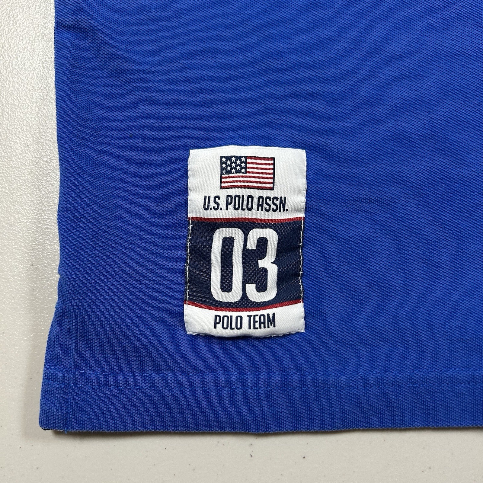 y2k US Polo Assn. USPA Blue Polo Shirt Men&rsquo;s Size L Preppy Streetwear Big Pony