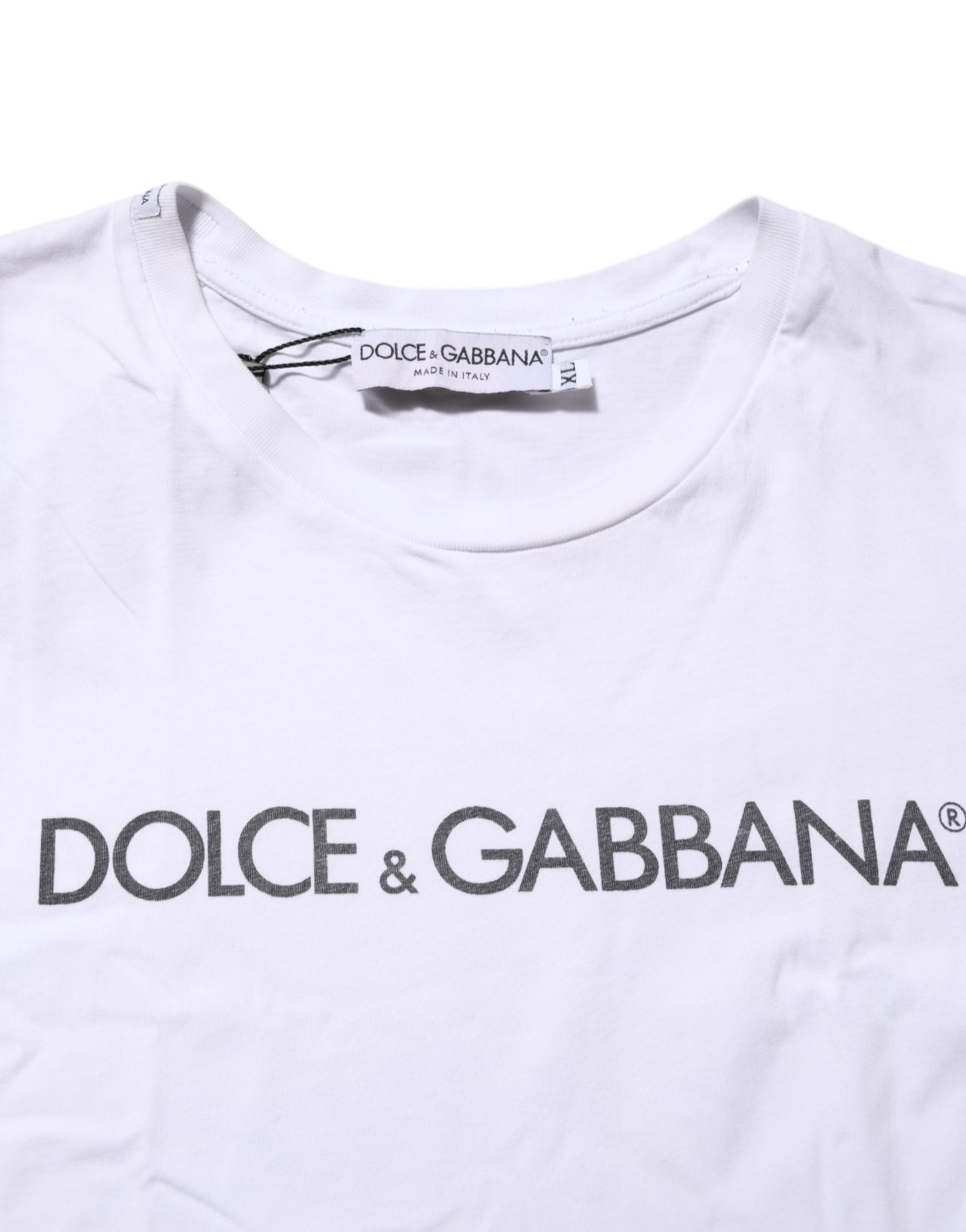 DOLCE & GABBANA T-shirt White Logo Print Cotton Crew Neck IT52/US42/XL 600usd