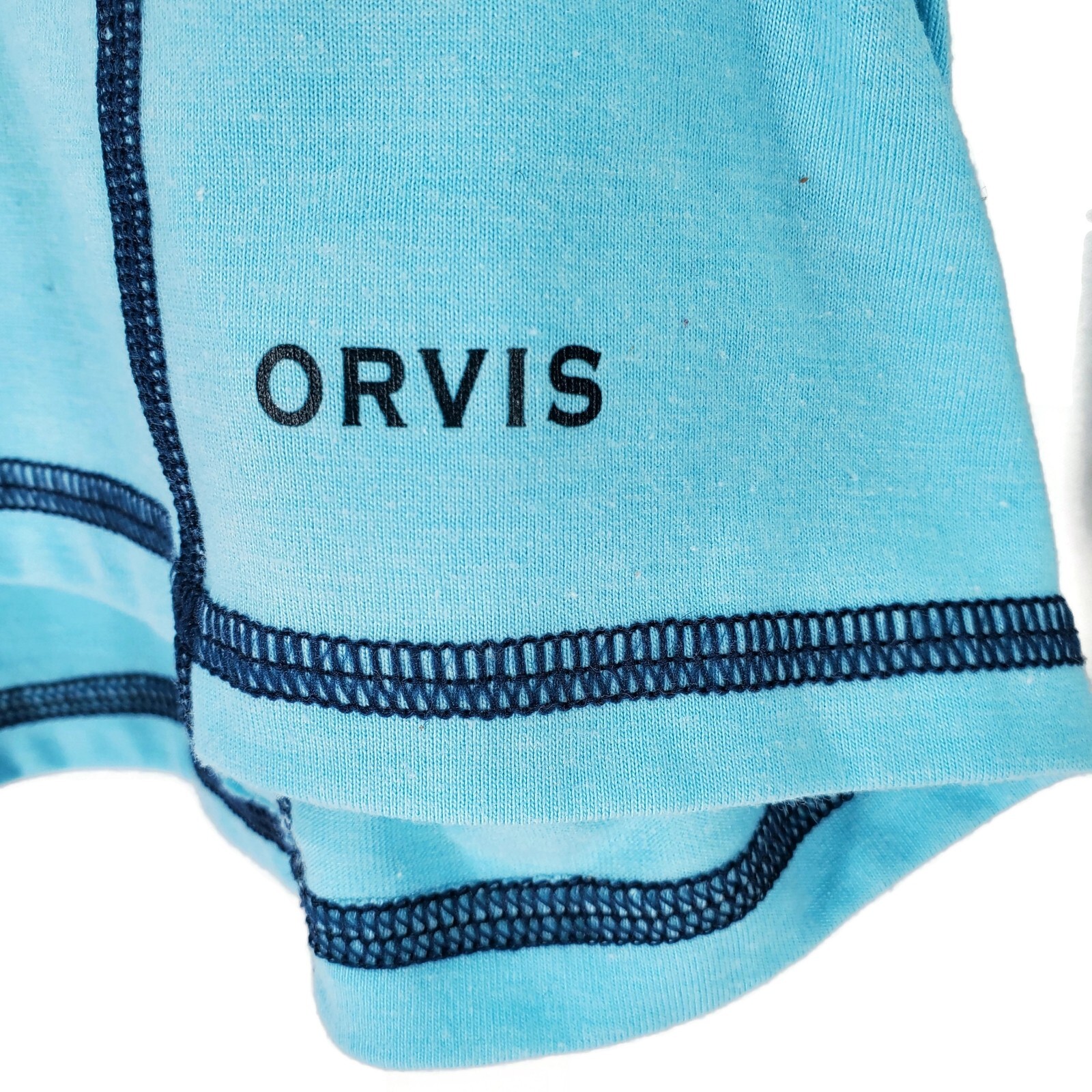 Orvis Shirt Men Large Long Sleeve Pullover Blue Lite Weight