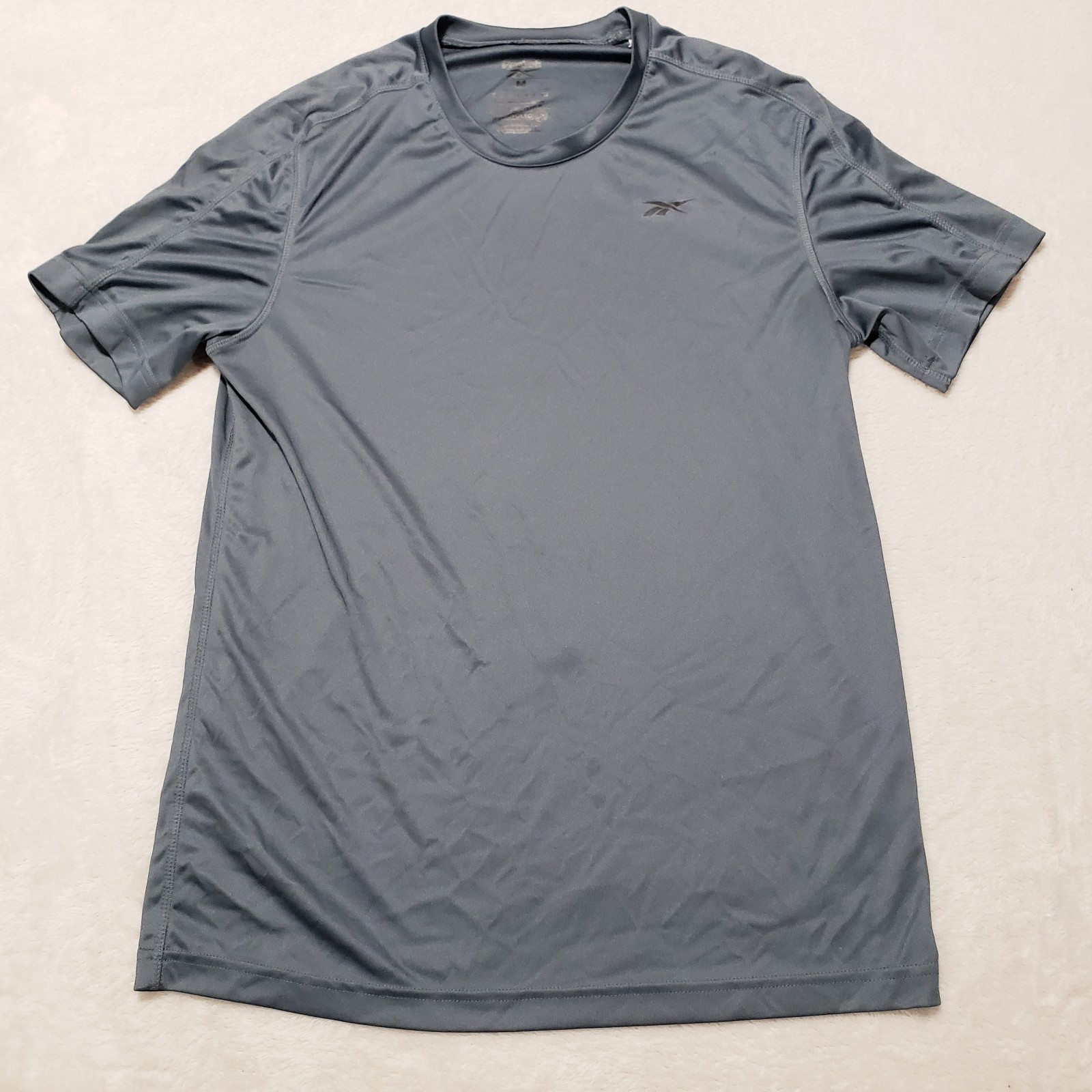 Reebok Mens Medium T-Shirt Speed Wick Blue Poly Tee Top REECYCLED