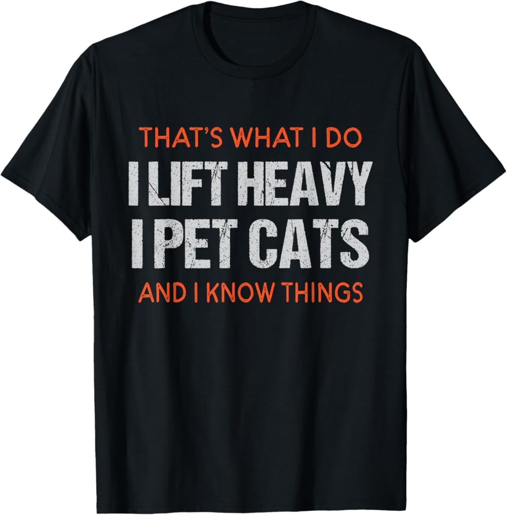 New Limited Funny Gym Workout Weightlifting Cat Animal Themed Saying T-Shirt