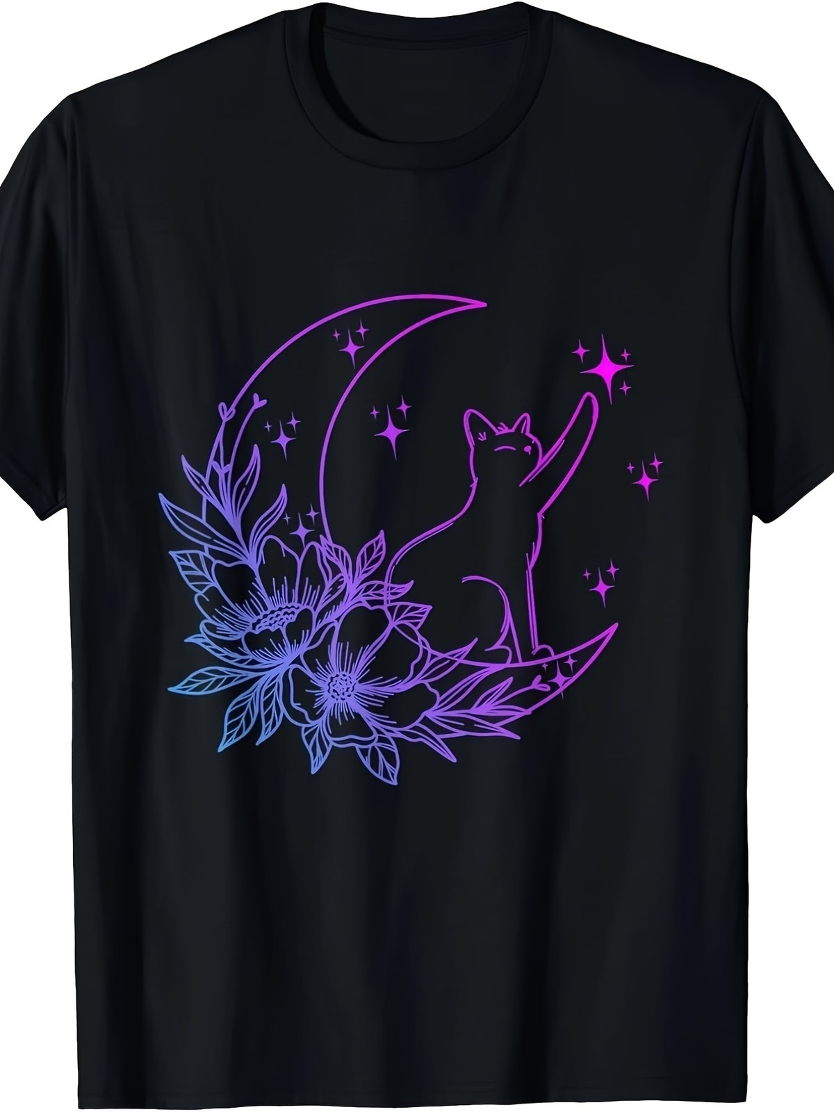 Men&rsquo;s Heavyweight Glow in the Dark T Shirt Neon Night Sky Retro Tee with Pink